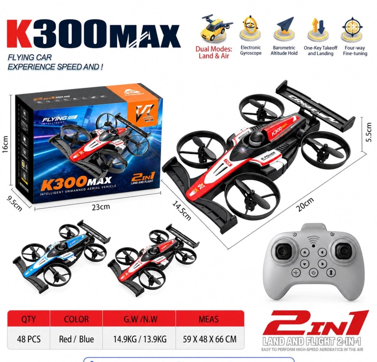 ماشین کنترلی فرمول یک پروازی دو حالته K300 MAX